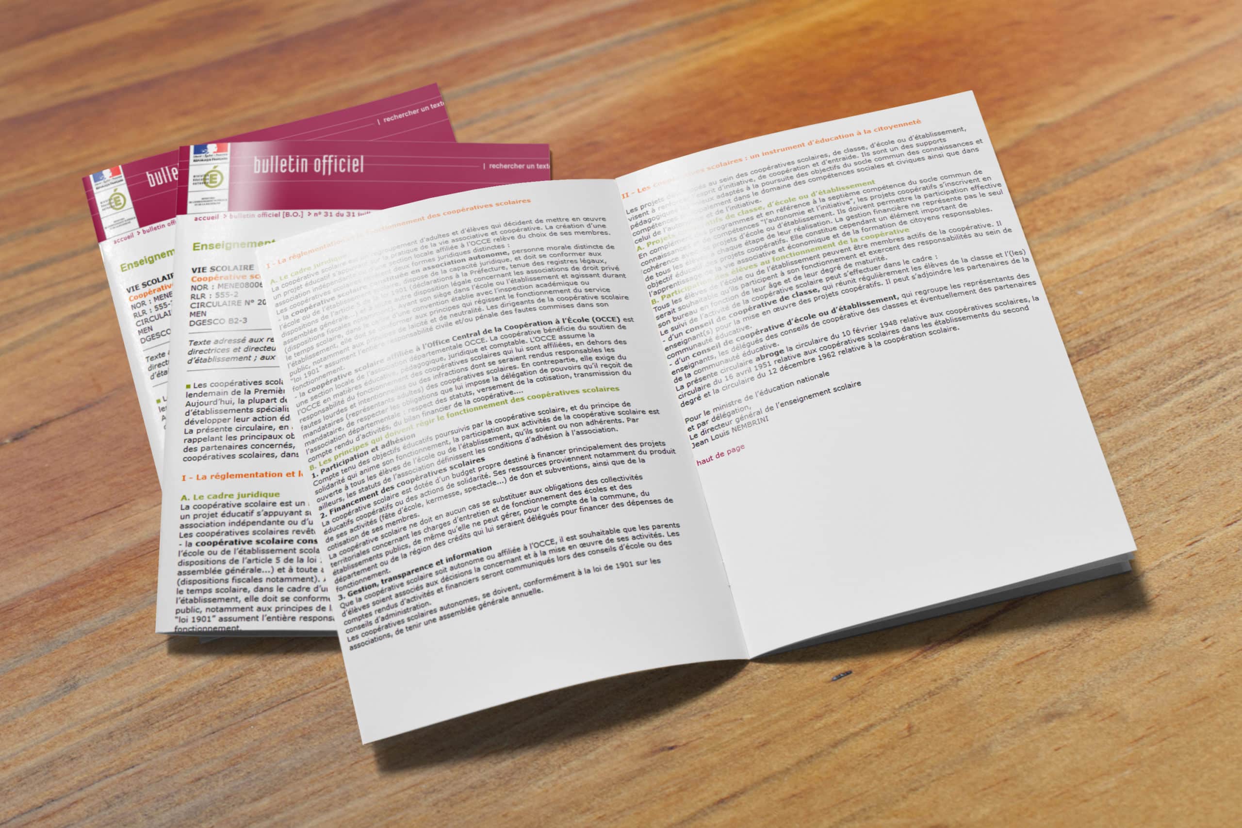 Circulaire de l'Education nationale sur les coopératives scolaires L